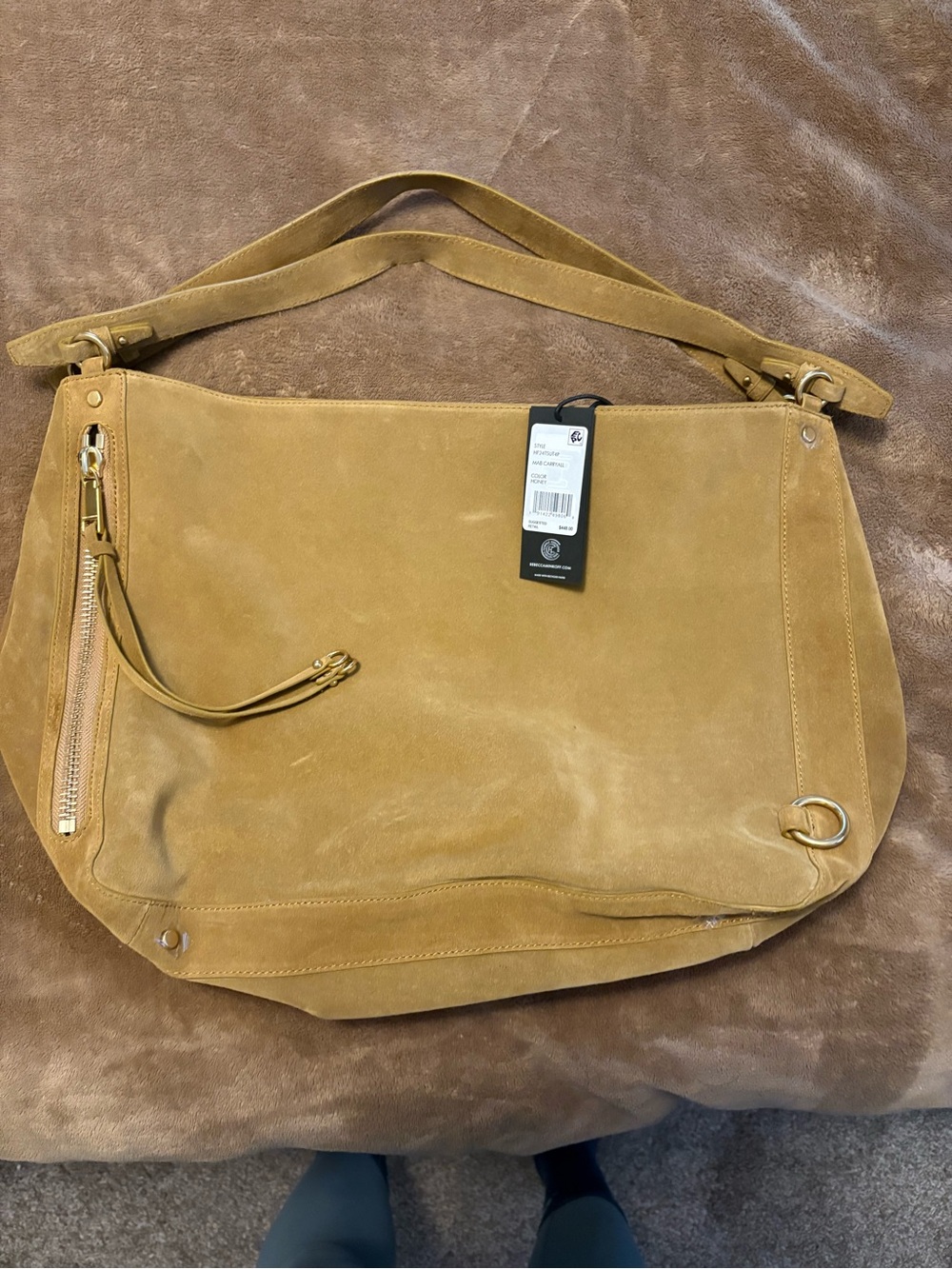 Rebecca Minkoff Camel Suede Shoulder Hobo Bag NWT